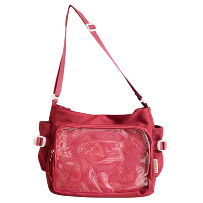 Women Ita Bag Fashion Shoulder Bag with Clear Window Simple Tote Bag Adjustable Strap Stylish Crossbody Bag Trendy Outdoor Bag