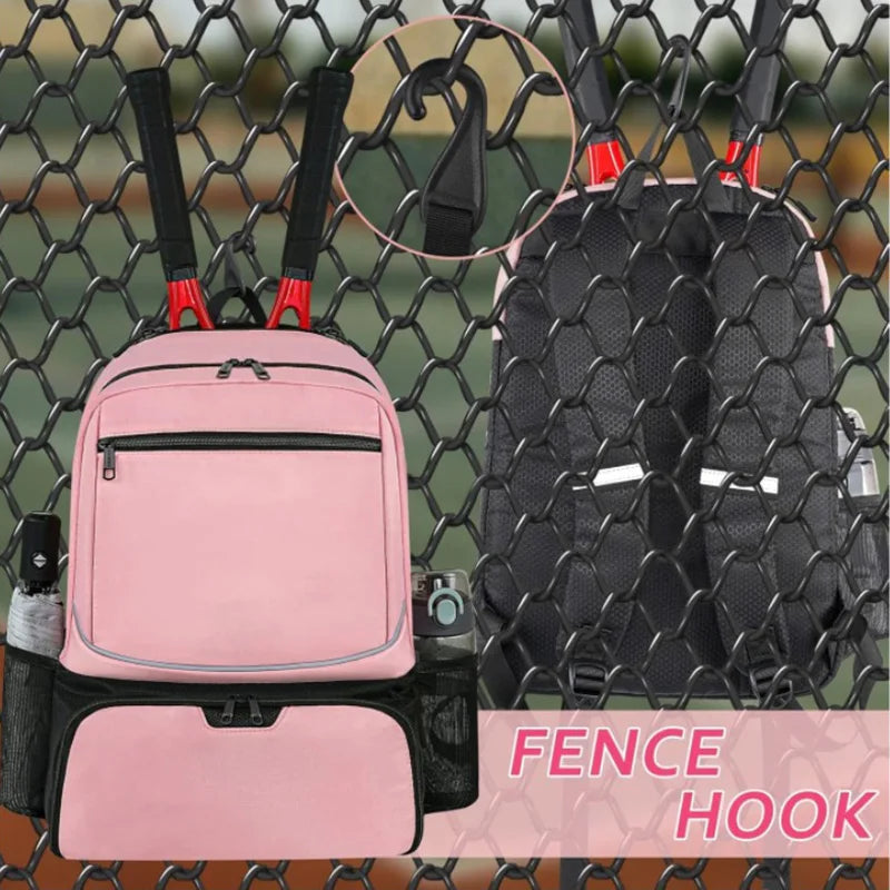 Professional Tennis Backpack Large Capacity Sports Racket Pack Holds 1-2 Tennis Rackets Outdoor Badminton Bag With Shoe Pocket