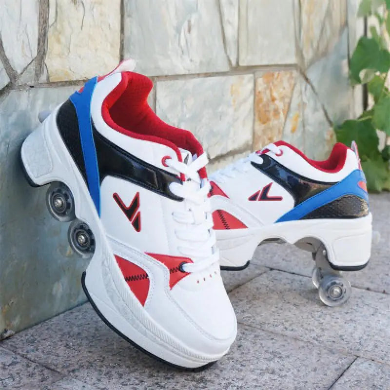 Deformation Parkour Shoes 2025 Casual Sneakers Unisex Deform Roller Shoes Skating Shoes Four Wheels Rounds Of Running Shoes
