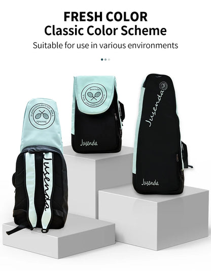 Jusenda Tennis Paddle Backpack Badminton Racket Bag Padel Carrying Handbag Large Capacity Gym Sports Bags Foldable for 2 Rackets