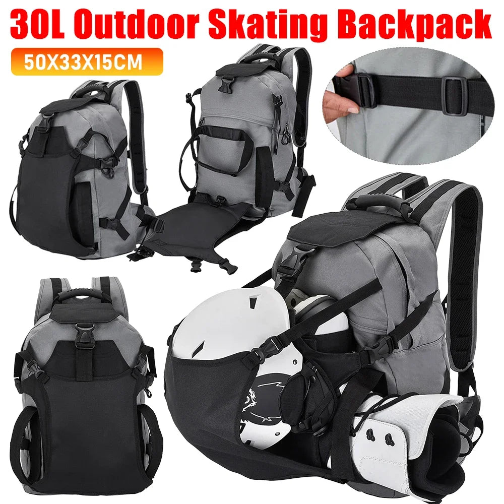 30L Ski Backpack With Adjustable Straps Waterproof Ski Boot Helmet Bag Snowboard Boots Storage Backpack For Skiing Accessories