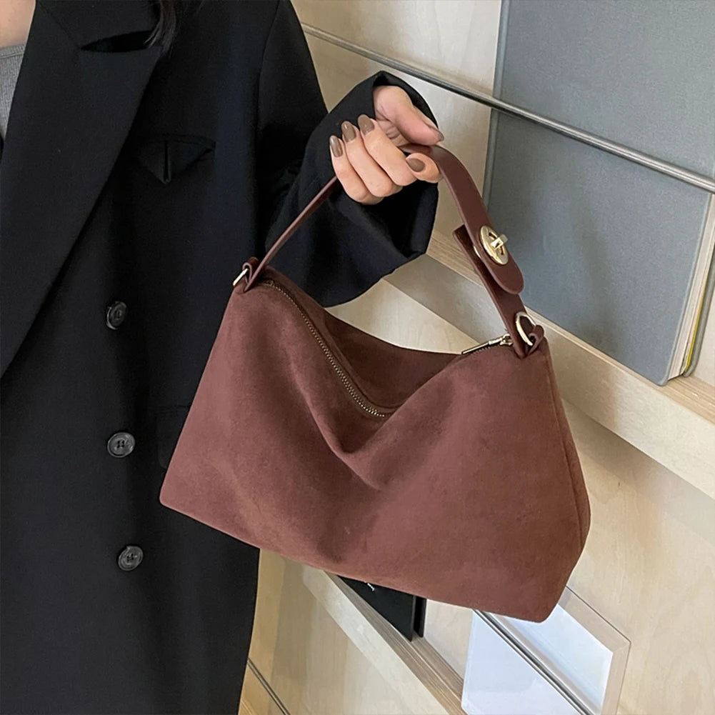 Women Suede Shoulder Bag With Inner Pocket Crossbody Bag Adjustable Strap Hobo Purse Zipper Hand bags Casual Commuter Bag