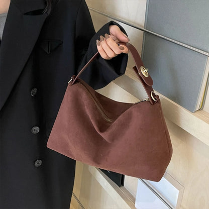 Women Suede Shoulder Bag With Inner Pocket Crossbody Bag Adjustable Strap Hobo Purse Zipper Hand bags Casual Commuter Bag