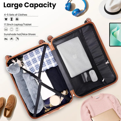 6 Piece Luggage Set Carry On ABS+PC Hard Shell Suitcase Travel Packing Box With Spinner Wheels & TSA Lock For Business Trip ﻿