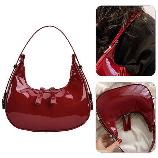 Women Leather Shoulder Bag Casual Vintage Tote Bag Chic Underarm Bag Satchel Clutch Travel Dating Purse