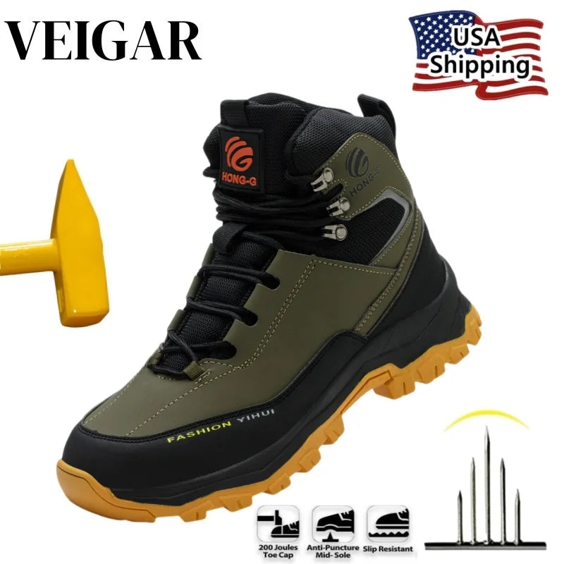 Fashion best quality Protective Work Safety Shoes For Men Breathable Shoes Anti-Puncture Steel Toe Cap Anti Puncture Work Boots