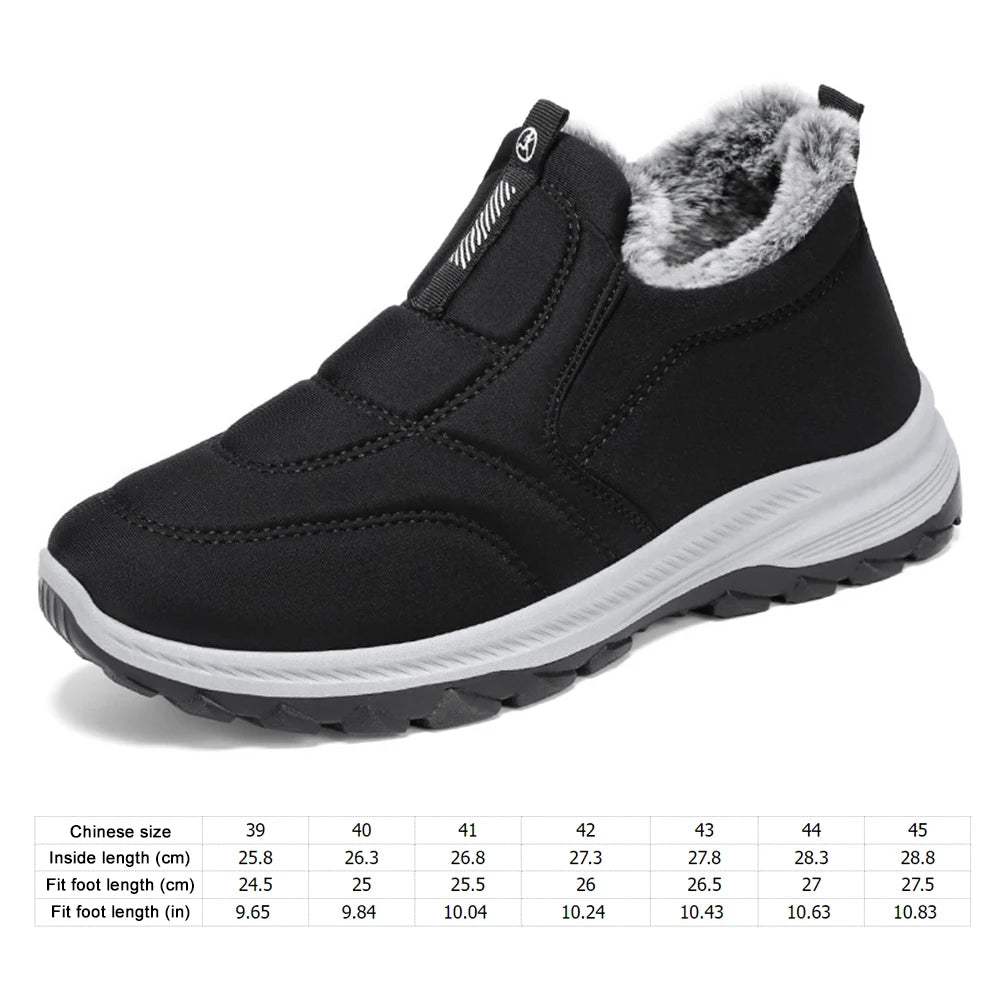 Mens Snow Boots Lightweight Thermal Ankle Boots Comfortable Slip On Sneakers Winter Thick Fur Shoes for Travel Hiking