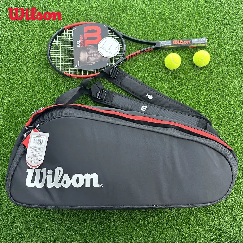 Wilson 2024 Double-deck 9 PK Tennis Bag Super Tour Laver Cup Tennis Racquet Backapck Large Tennis Racket Bag with Thermoguard