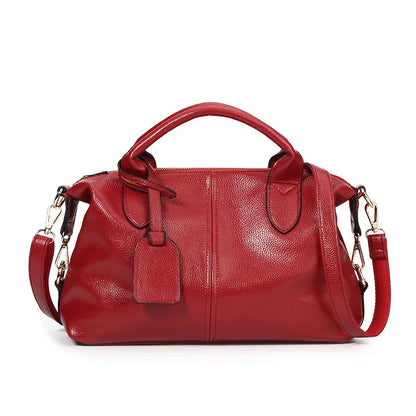 2023 Autumn/Winter Soft Leather Boston Bag – Elegant & Versatile Women's Shoulder & Crossbody Mini Handbag