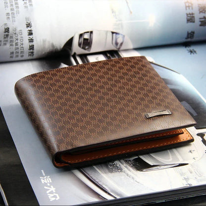 Men	PU Leather Wallet Luxury Short Card Holder Purse for Male Business Fold Portable Wallets for Man Money Bag