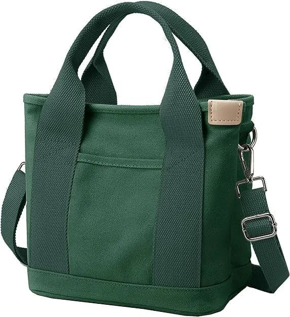 Small Tote Bag with Zipper, 2024 Canvas Multi-Pocket Crossbody Bag Shoulder Bag Satchel Hobo Bag Messenger Bag