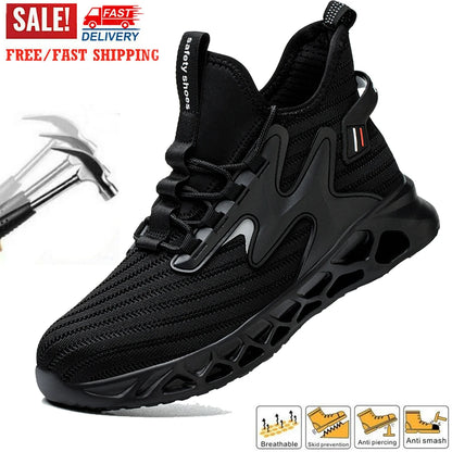 Safety Shoes Steel Toe Boots for Men Comfortable Work Shoes Anti shock Anti-Drop Work Sneakers Protective Boots