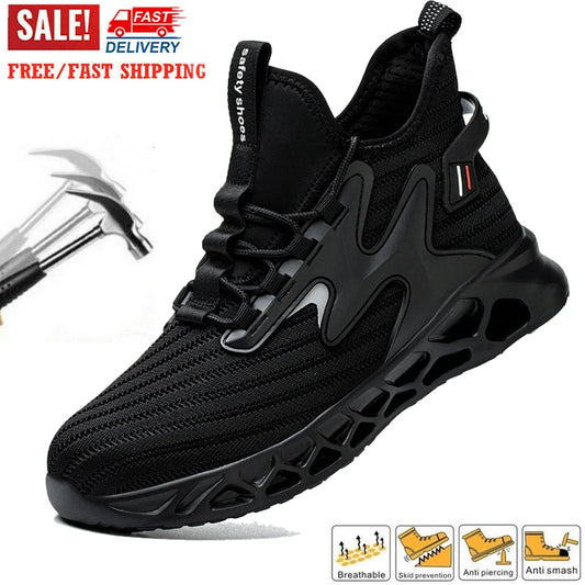 Safety Shoes Steel Toe Boots for Men Comfortable Work Shoes Anti shock Anti-Drop Work Sneakers Protective Boots