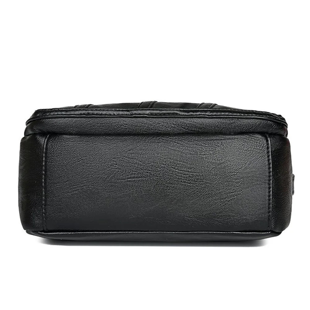 Youth Ladies Simple Versatile Bag Women PU Leather Messenger Bag Mother Solid Handbag Crossbody Multi-pocket Purse