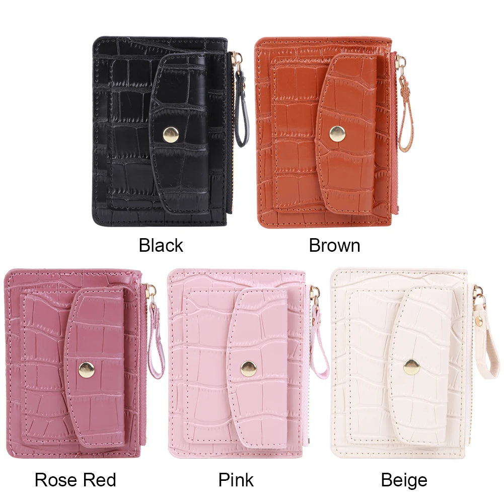 Women Simple Card Bag Multi-Slot Fashion Short Wallet Solid Color Casual Money Wallet Daily Bag for Ladies