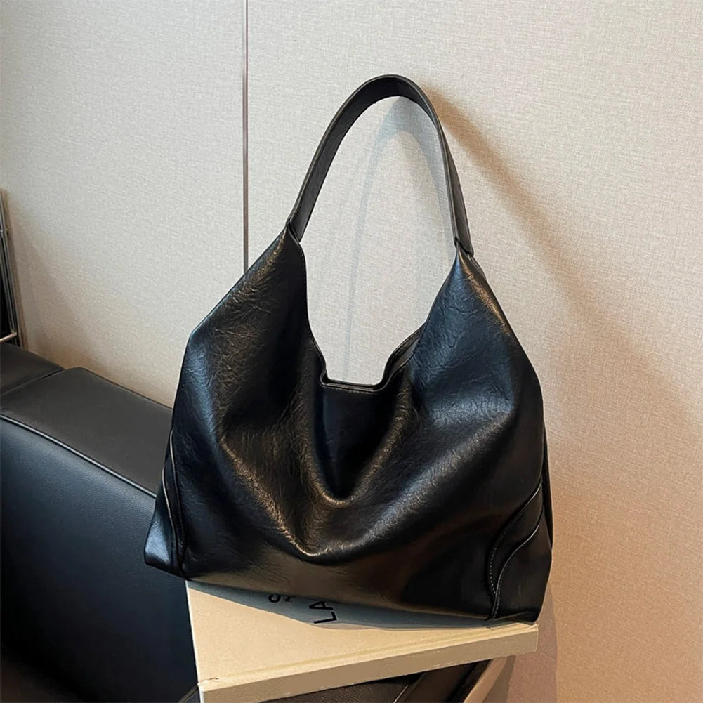 Slouchy Hobo Bag for Women Multi-pocket Handbag PU Leather Trendy Tote Bag Underarm Bag for Work Travel
