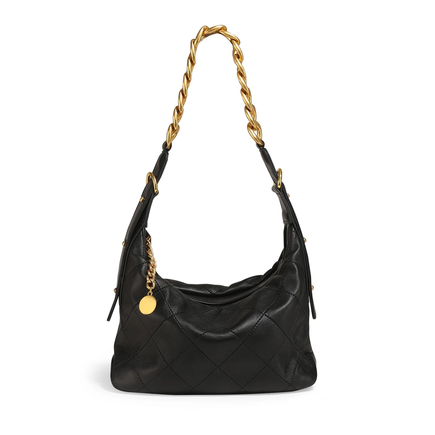 ITAMOOD Genuine Leather Shoulder Bag for Christmas Gift Luxury Branded Quilted Tote Crossbody Bag With Gold Color Chain Strap