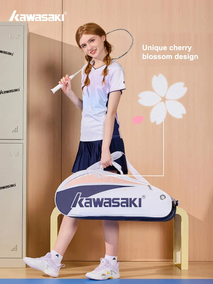 Kawasaki 2024 New Badminton Bag Max For 3 Rackets With Shoes Compartment Shuttlecock Racket Sports Bag For Women