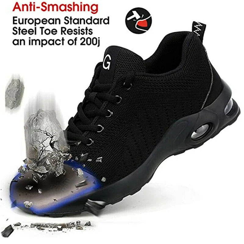 Industrial Steel Toe Safety Shoes Mens Lightweight Breathable Work Boots Anti-smash Puncture Resistant Construction Work Shoes