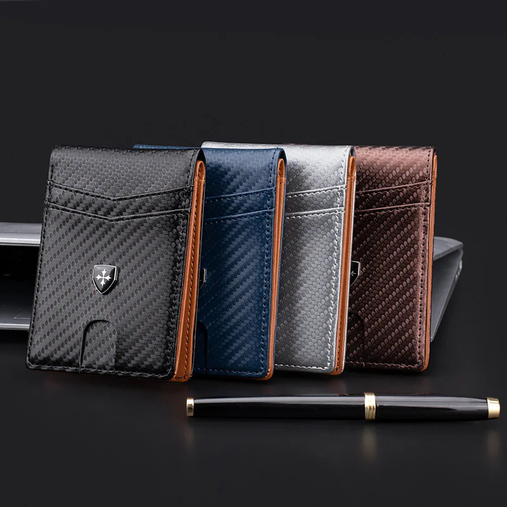 Slim Wallet for Men Leather Money Clip Mens Wallets RFID Blocking Front Pocket Bifold Credit Card Holder Purses Pocket