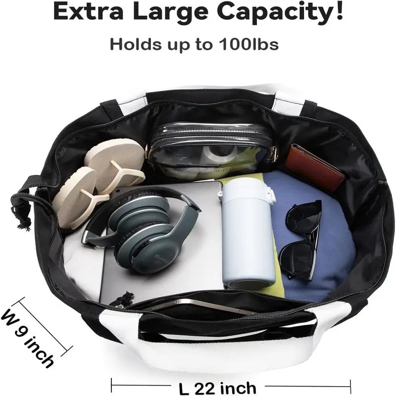 22'' 50L Large Canvas Bag, Extra Large Tote Bag for Women, Overnight Bags for Travel