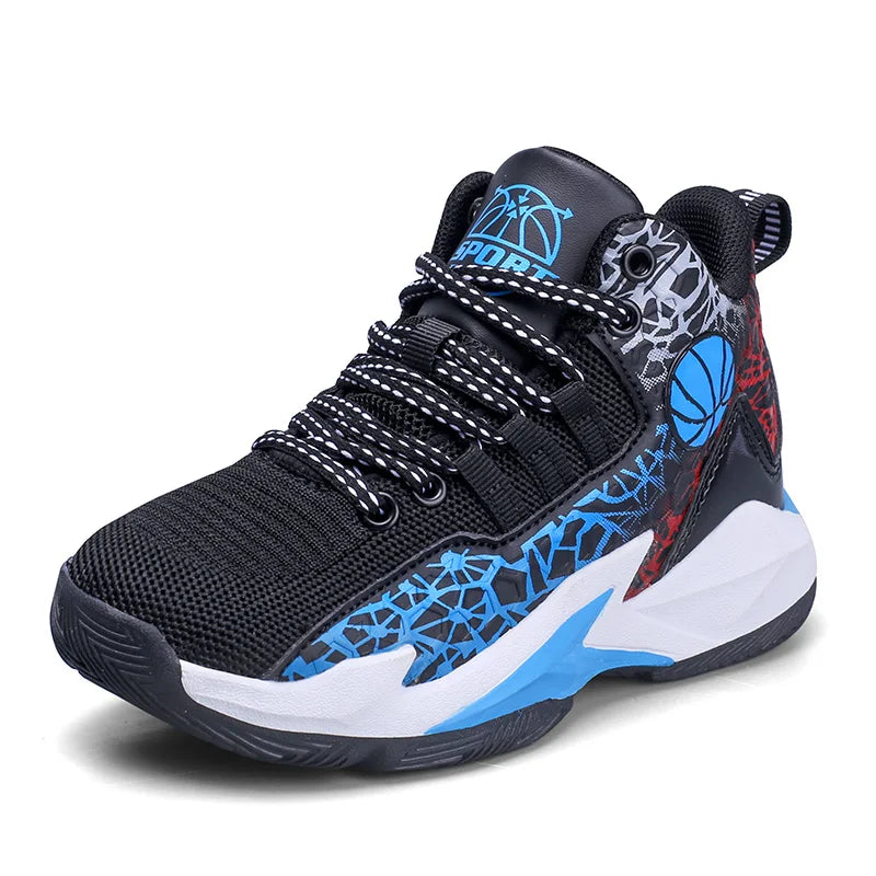 Children Primary School Junior High School Kid's Basketball Shoes Boy's Mesh Breathable Non-slip Sneakers