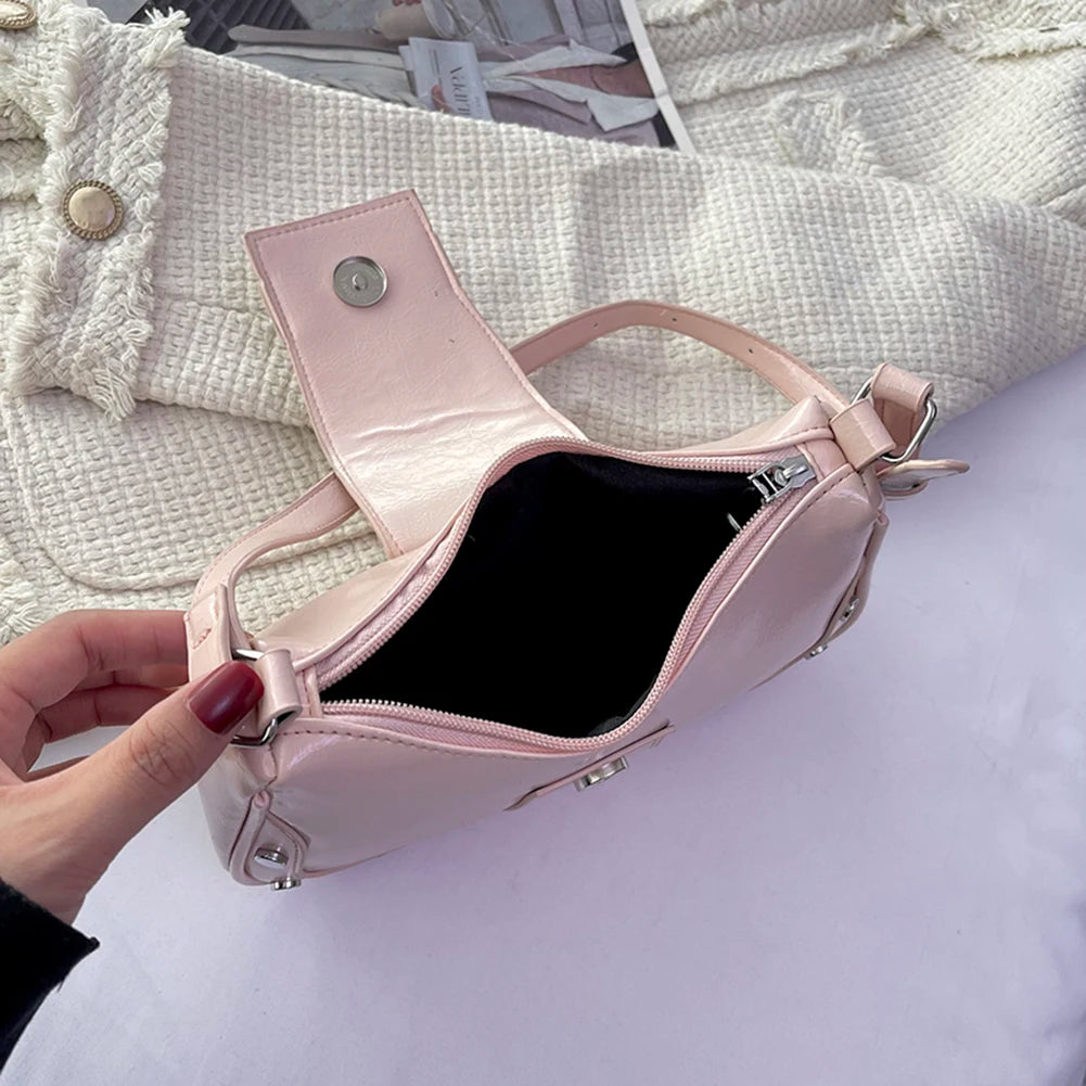 PU Leather Stylish Satchel Bags Waterproof Women Stylish Armpit Bag Large Capacity Y2K Adjustable Strap Travel Bags