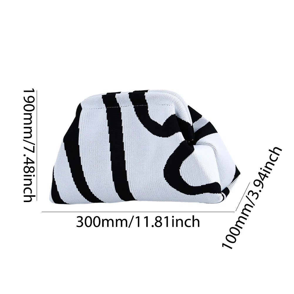 Ladies Crochet Clutch Purses Contrast Color Beach Bags Summer Woven Bags Women's Knitted Dumpling Bag Female Chic Colorblock Bag