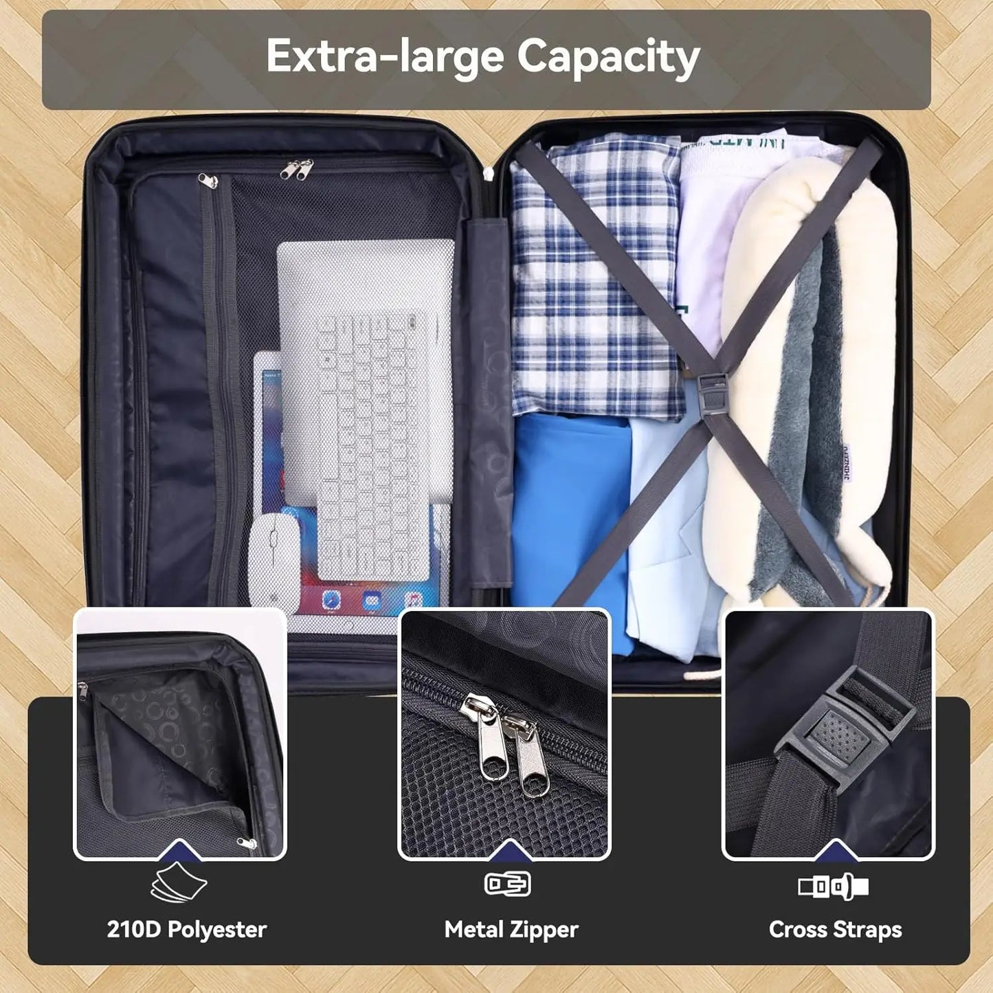 Hoteel Luggage Sets 3 Piece, ABS+PC Hard Shell Suitcases with Wheels, TSA Aproved Lock and Carry on Bags, Travel Suit Case Set