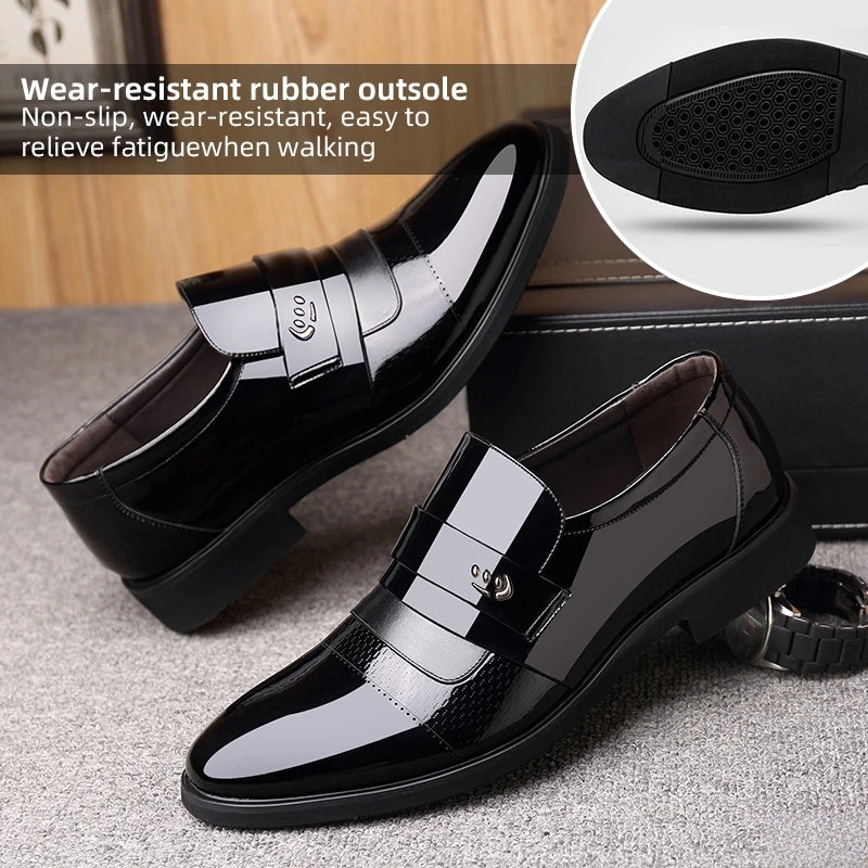 Leather Shoes for Men Wedding Formal Oxfords Business Casual Office Work Shoes for Men Classic Luxury Pointy Men's Dress Shoes