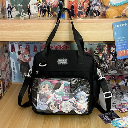 Y2K Japanese Preppy Style Shoulder Crossbody Bag New Nylon School Bags for Teenage Girls Transparent Itabag Backpacks Ita Bag