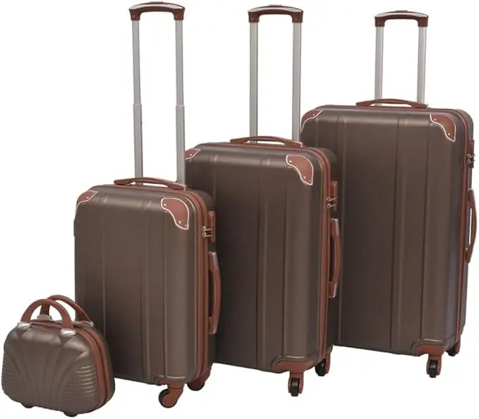 vidaXL 4 Piece Hardcase Trolley Set Coffee Trip Traveling Luggage Suitcase