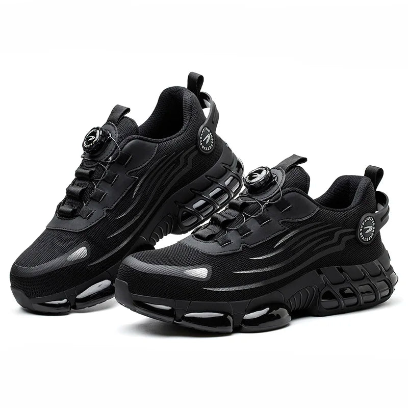 Rotary Buckle Work Sneakers Protective Shoes Lightweight Safety Shoes Puncture-Proof Anti-smash Steel Toe Shoes Work Footwear