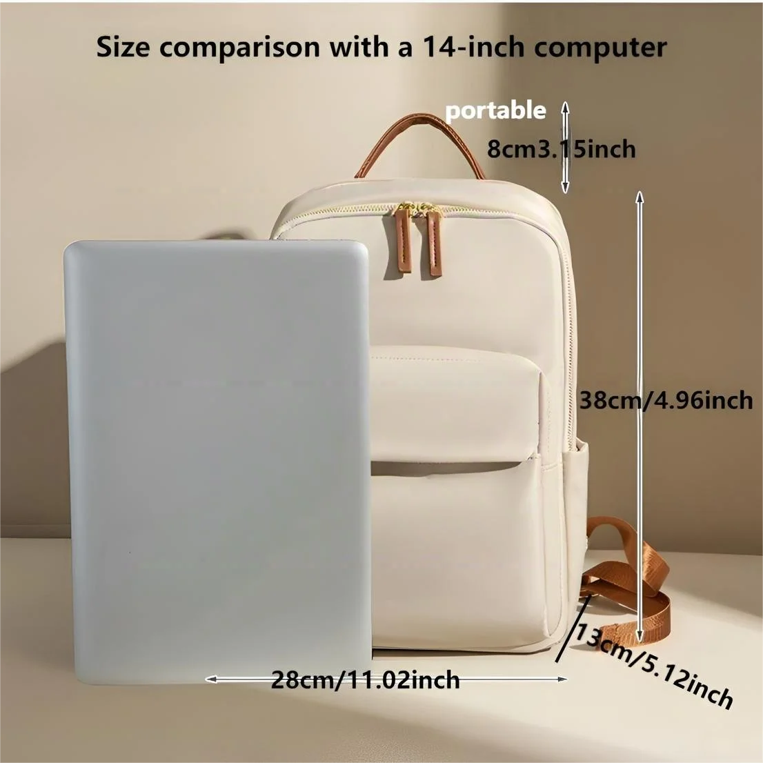 Womens Laptop Backpack, Large Capacity Multi-compartment, for Work, School, Travel, Fits 14-inch Laptop, Stylish Korean Style