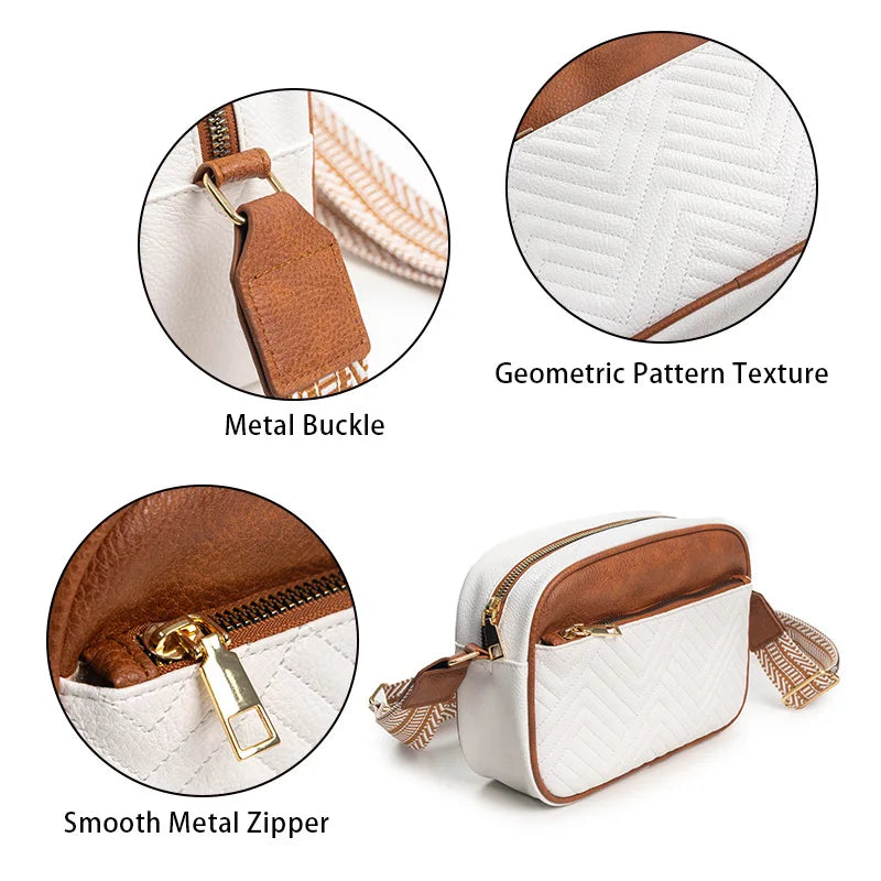 Trendy Quilted Crossbody Bags for Women Luxury Designer Vegan Leather Purses Shoulder Handbags with Wide Strap