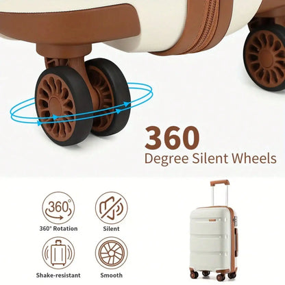 Lightweight 3-Piece Hard Shell Suitcase Set, Spinner Wheel Cabin Carry On Luggage with Extra Travel Bag and Toiletry Bag