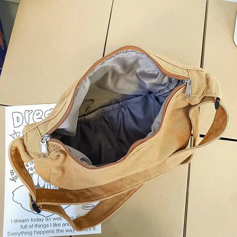 Canvas Casual Messenger Bag Hobo Crossbody Bag Canvas Shouder Tote Handbag for Women and Men