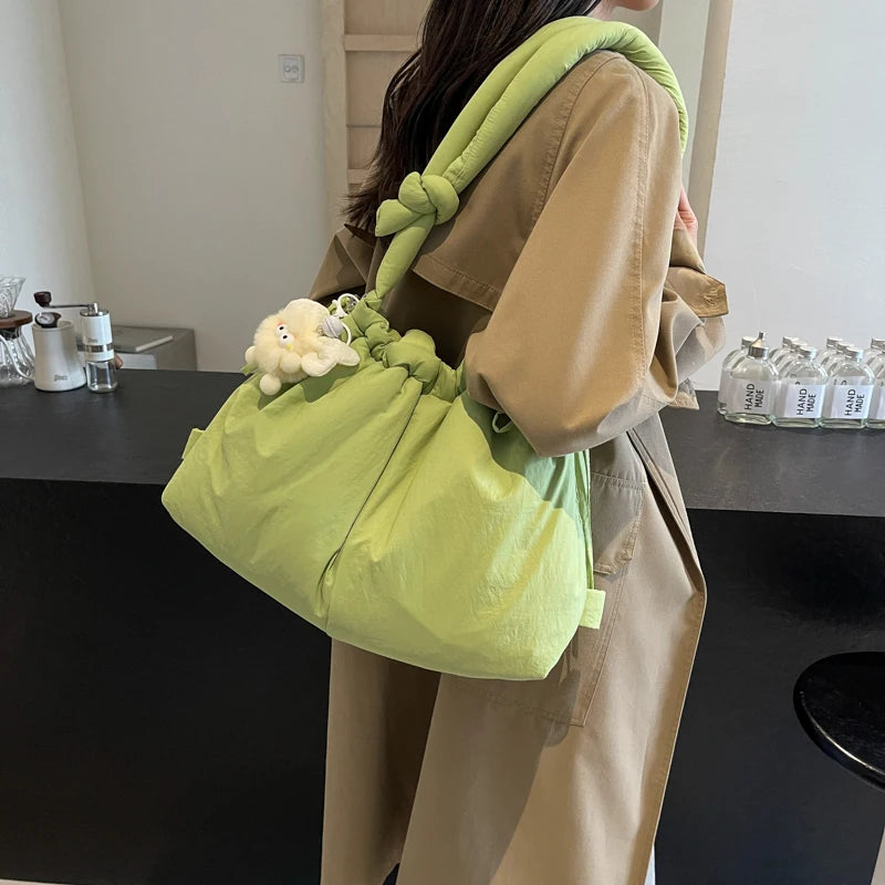 Puffer Tote Bag Lightweight Puffy Handbag Large Capacity Hobo Bag Pillow Shopper Bag for Women Work Shopping Travel