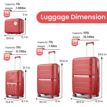 Luggage Sets 4 Piece 14 20 24 28 PP Lightweight Durable Expandable suitcase