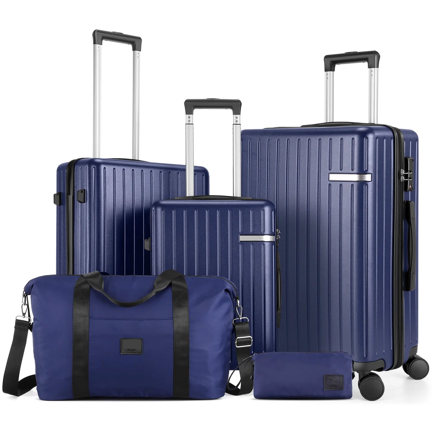 Carry on Luggage Sets 5 Piece ABS PC Suitcases with Wheels Hardshell 20/24/28 inch Luggage with Duffel Bag Travel Bag