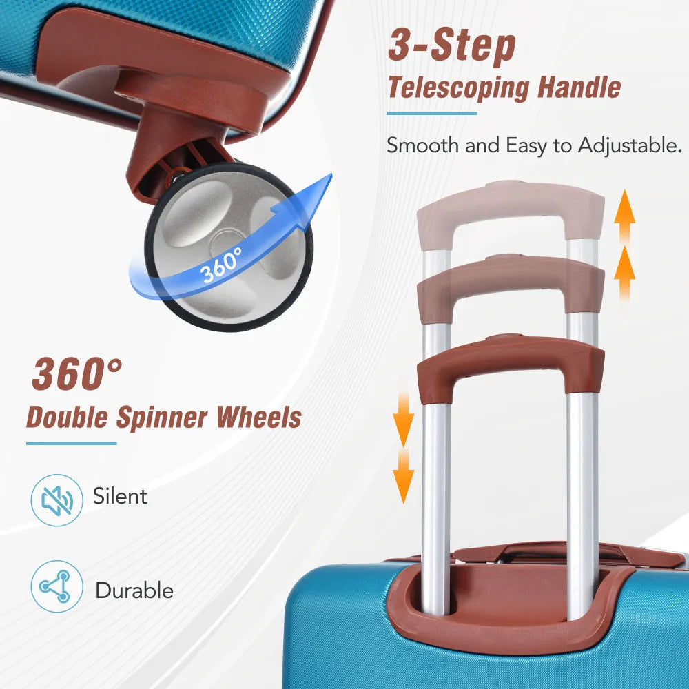 Hardshell Luggage Sets 3 Pieces 20"+24" Luggages and Cosmetic Case Spinner Suitcase with TSA Lock Lightweight