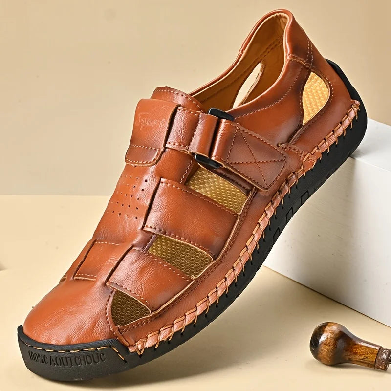 Men's Sport Sandals - Closed Toe Outdoor Fisherman Shoes, Breathable Summer Beach Loafers, Anti-Slip