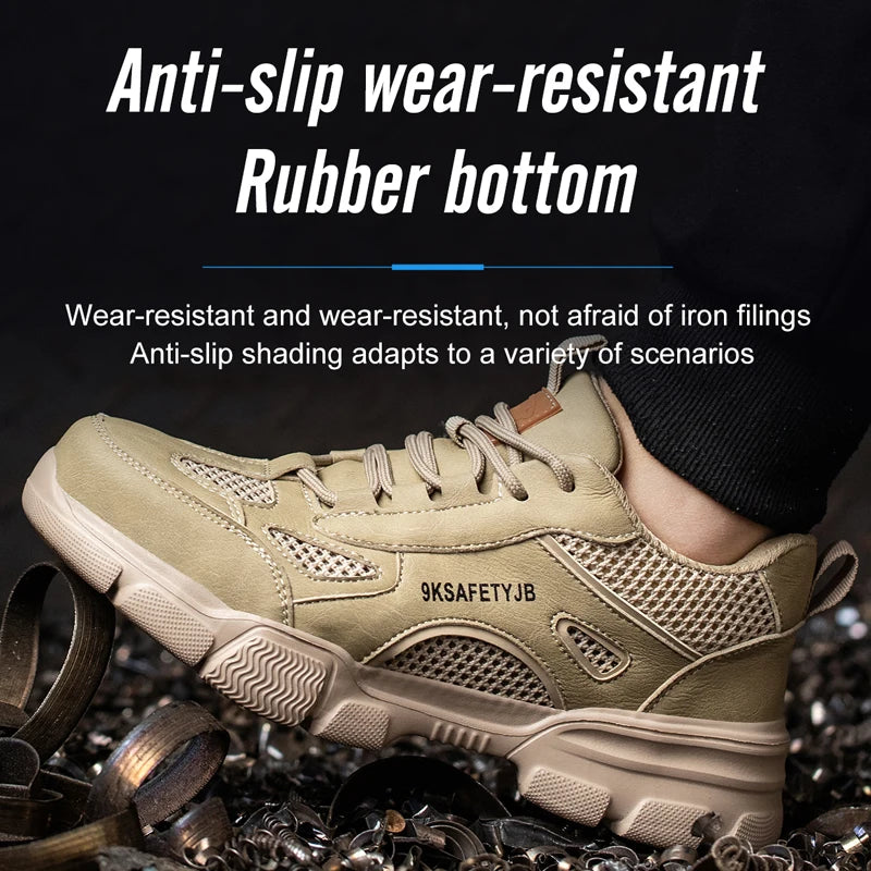 Men Work Sneakers Protective Shoes Safety Industrial Puncture-Proof Anti-smash Steel Toe Shoes Breathable Construction Work Shoe