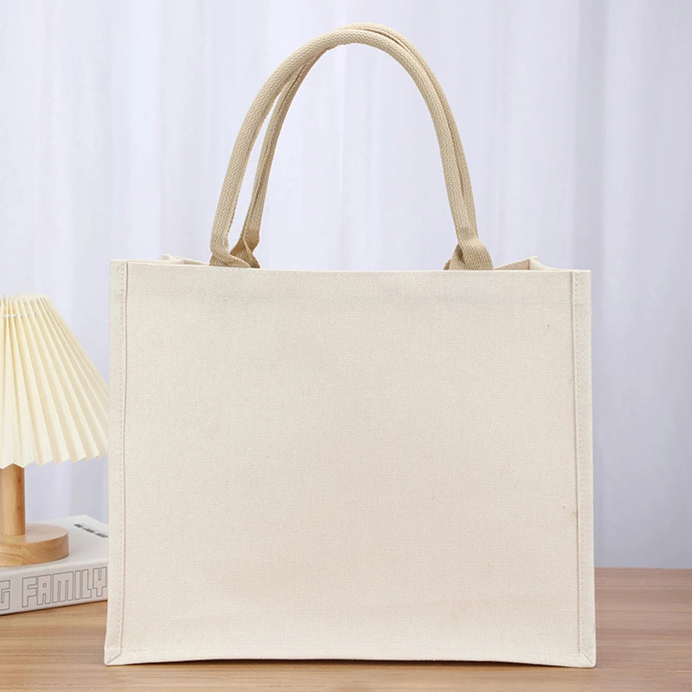 DIY Canvas Tote Bag Ladies Handbags Large Capacity Tote Shopper Bag with Sturdy Handle Grocery Bag for Wedding Birthday Gift