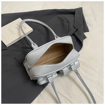 Retro Shoulder Bag PU Leather Y2k Underarm Pouch Multi Pocket Hot Girl Tote Handbag Designer Luxury Chic Casual Satchel Hobo Bag