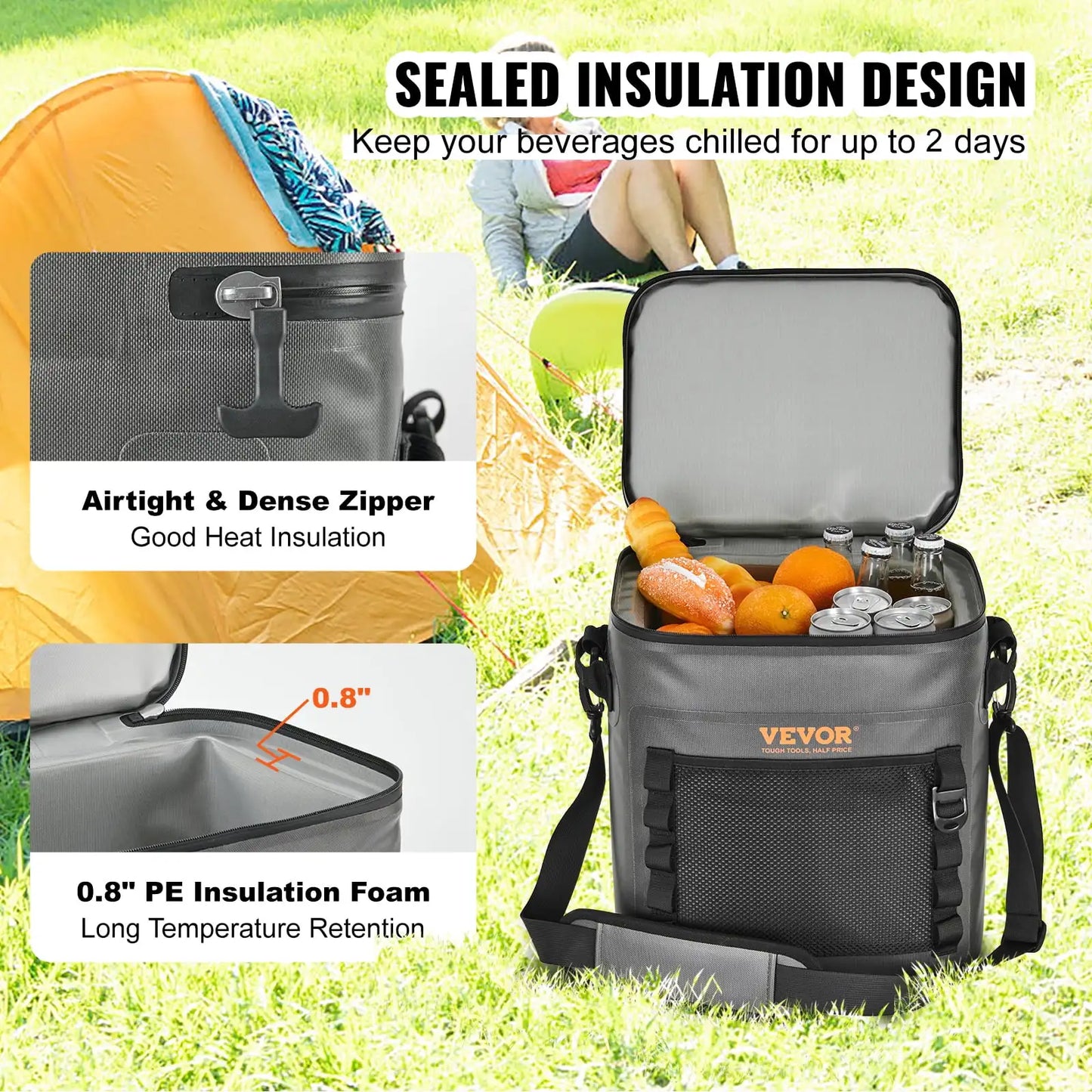 Soft Cooler Bag 30 Cans Leakproof Waterproof Soft Sided Cooler Bag Portable,Lightweight & Portable Collapsible Cooler for Beach