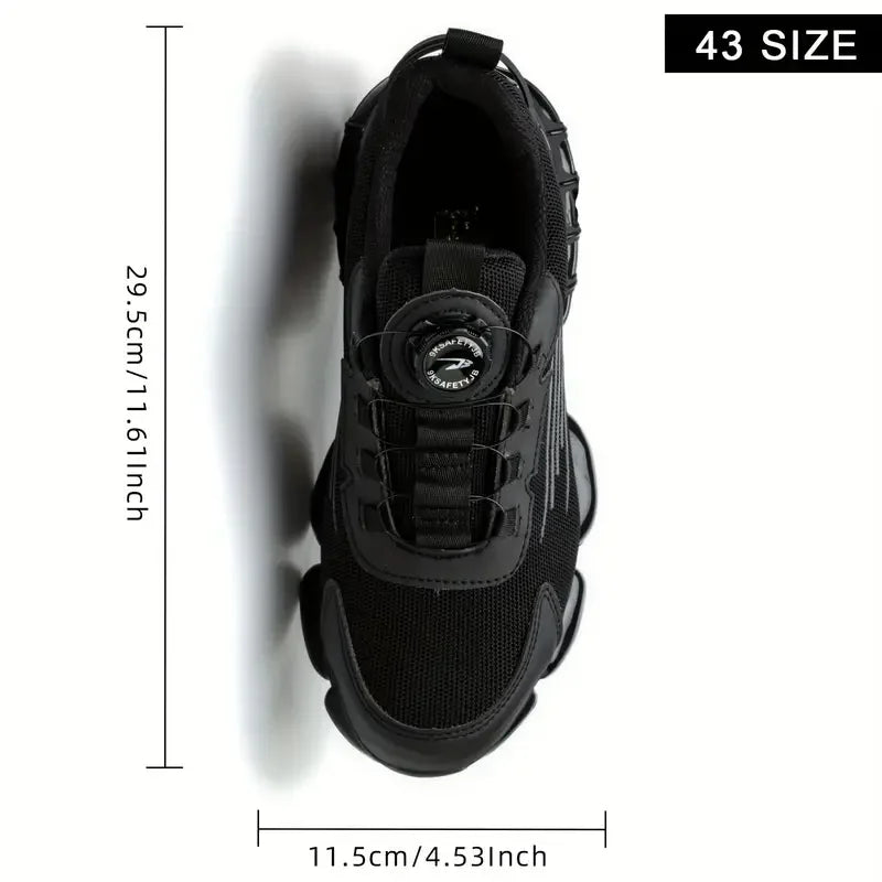 Rotating button new safety shoes for men anti-smashing anti-puncture work shoes fashionable men's sports shoes safety protective