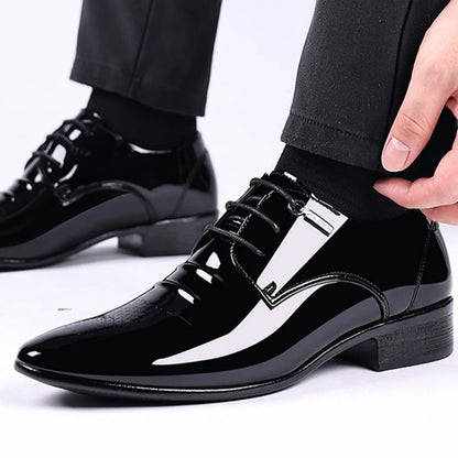 Men's Casual Dress Shoes Mesh Pattern Derby Shoe Classic Lace-up Pointed Formal Oxford Tuxedo Shoes For Men