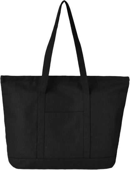 Canvas Tote Bag with External Pocket Extra Large Canvas Tote Bag Heavy Duty Grocery Shopping Bags Weekender Bag
