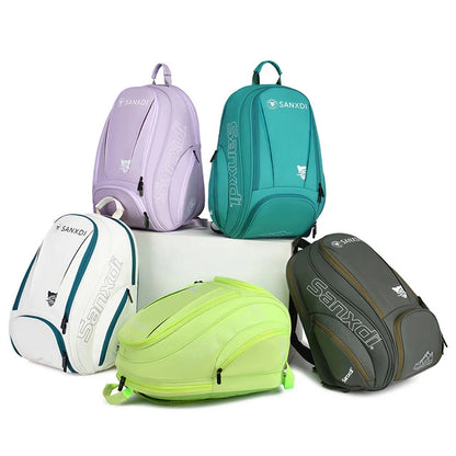 Badminton Tennis Racket Backpack Large Capacity Outdoor Sports Training Bag with Shoes Compartment Multifunctional Fitness Bag